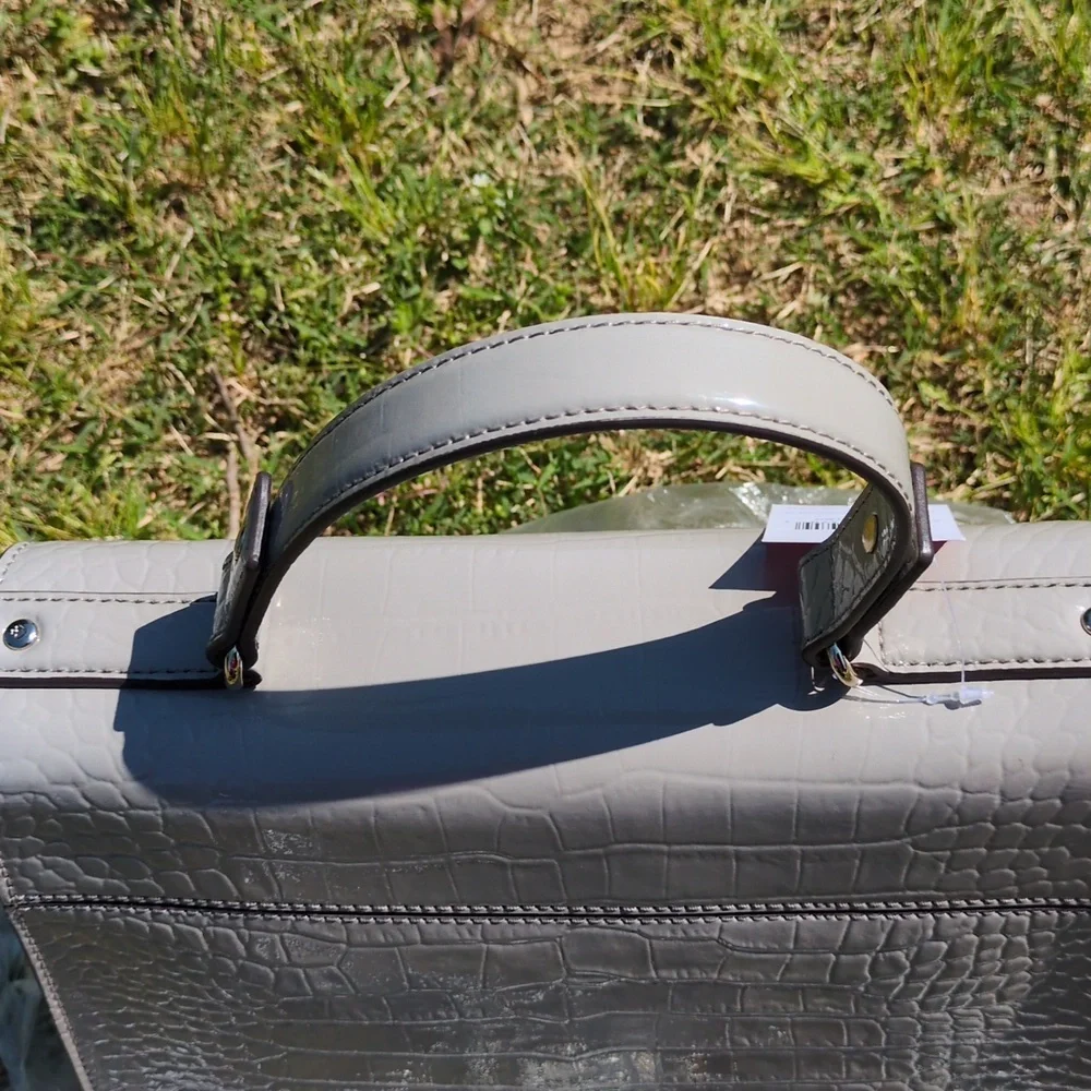 Kate Spade Doris Knightsbridge Grey Crocodile Emboss Leather Crossbody Satchel - Picture 6 of 14